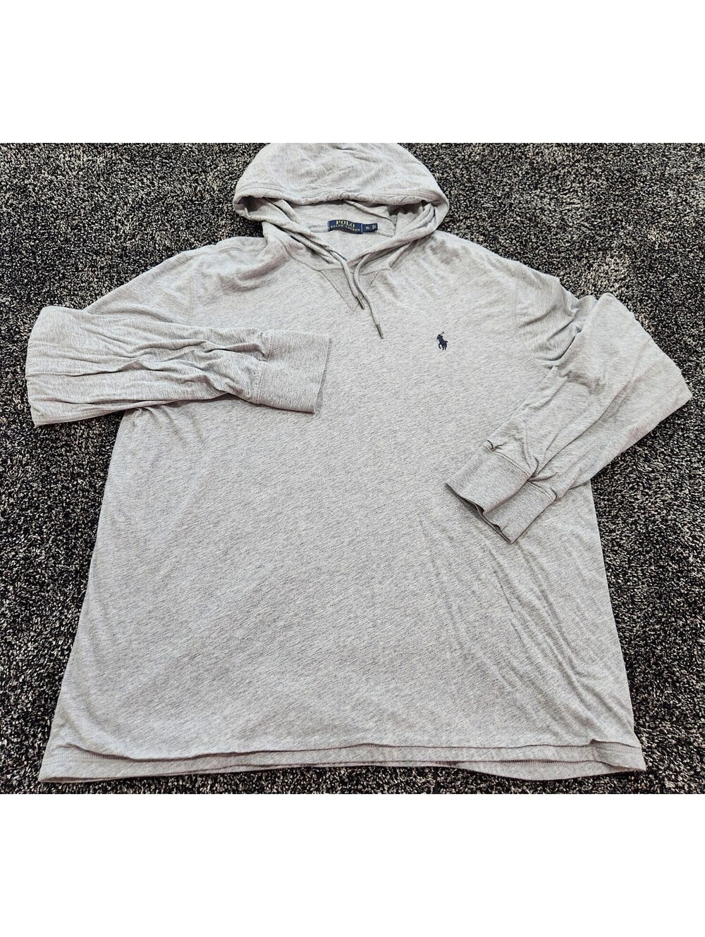 Polo Ralph Lauren Men Gray Hoodie Pullover Long Sleeve Pony Light Weight Size XL - Picture 6 of 10